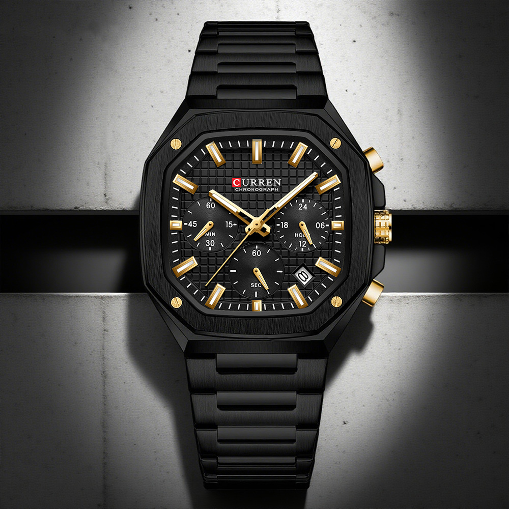 Luxury Watch And Bracelet - CURREN Luxury Square Chrono Watch for