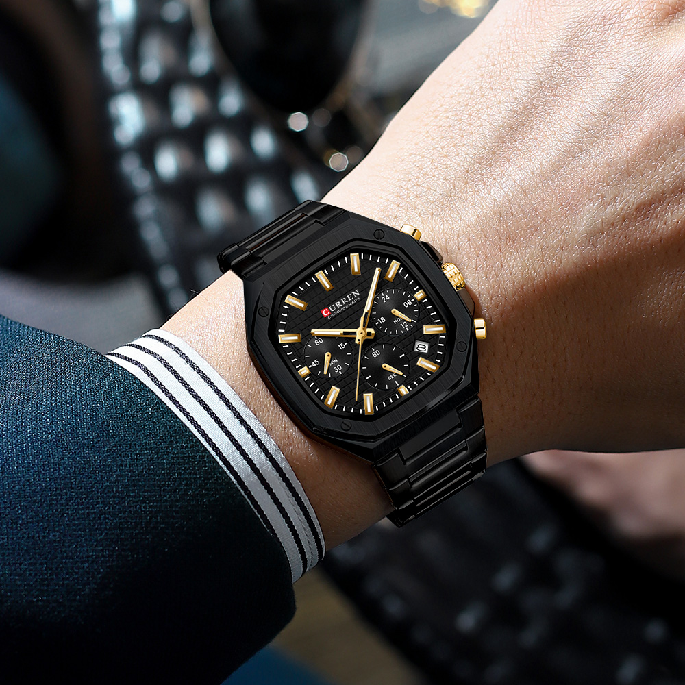 CURREN Luxury Square Chrono Wa - Luxury Watch And Bracelet 评论和价格