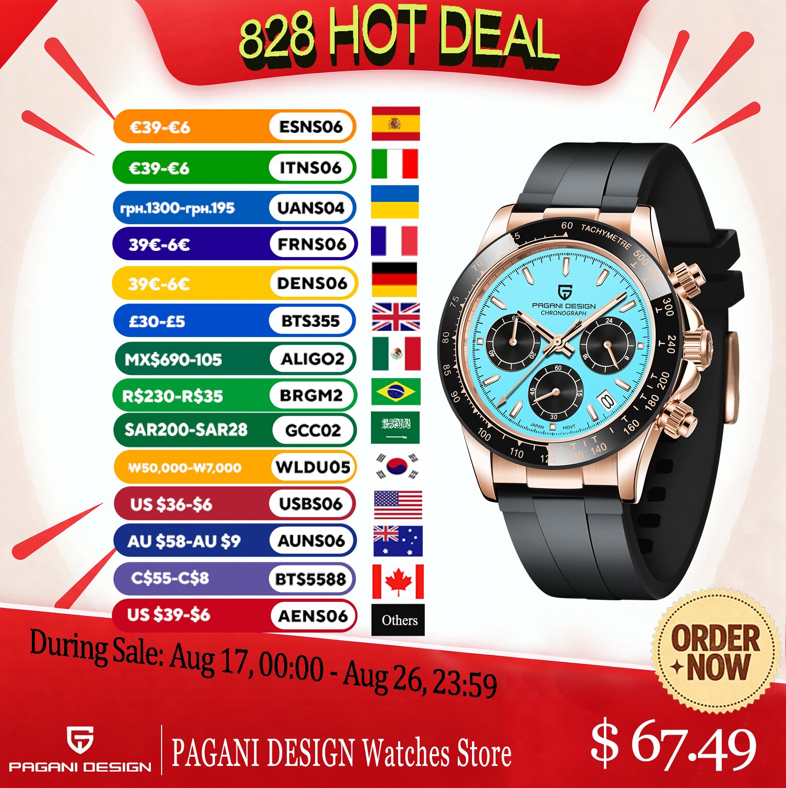 PAGANI DESIGN Mens Stop Watch  - Luxury Watch In Japan 评论和价格